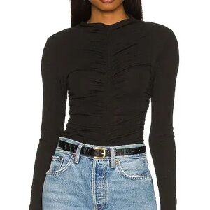 ASTR the label Black Ruched Long Sleeve Top